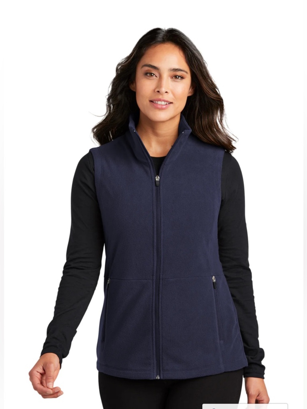 Lands End Navy Full-Zip Fleece Vest